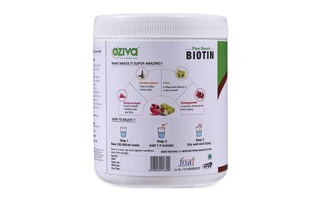 Oziva Plant Based Biotin    Plastic Jar  120 grams